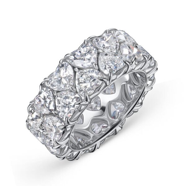 Double Row Heart Shape Lab-Grown Diamonds Eeternity Band