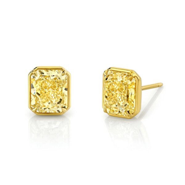 Fancy Yellow Radiant Cut Lab-Grown Diamond Studs