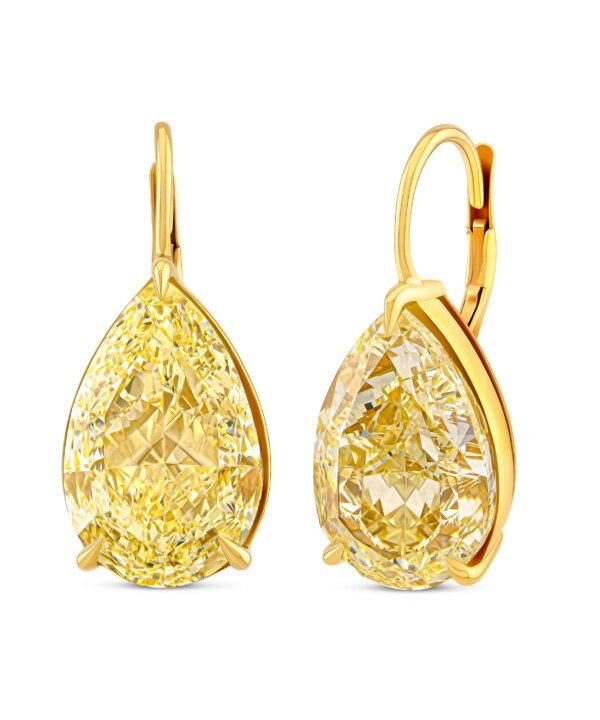 19.80 Carats Fancy Yellow Pear Lab-Grown Diamond Drop Earrings